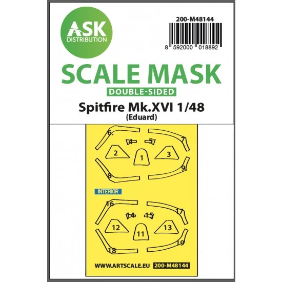 Art Scale Kit M48144 1/48 Spitfire Mk.XVI Double-sided Express fit Masking for Eduard kits