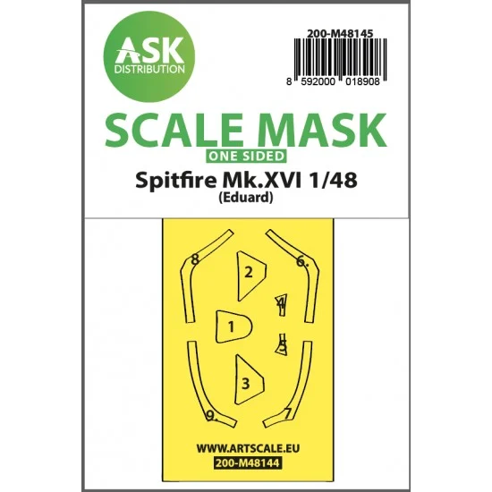 Art Scale Kit M48145 1/48 Spitfire Mk.XVI One-sided Express fit Masking for Eduard kits