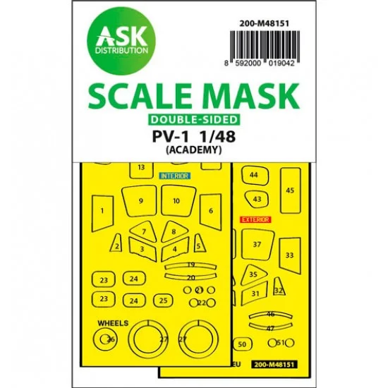 Art Scale Kit M48151 1/48 Lockheed PV-1 Ventura Double-sided Express Fit Mask for Academy kits