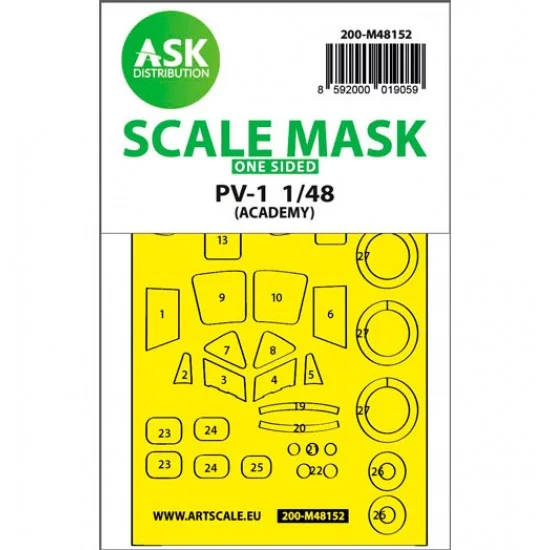 Art Scale Kit M48152 1/48 Lockheed PV-1 Ventura One-sided Express Fit Mask for Academy kits