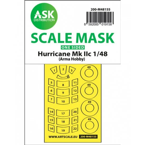 Art Scale Kit M48155 1/48 Hawker Hurricane Mk.II One-sided Express Mask for Arma Hobby kits