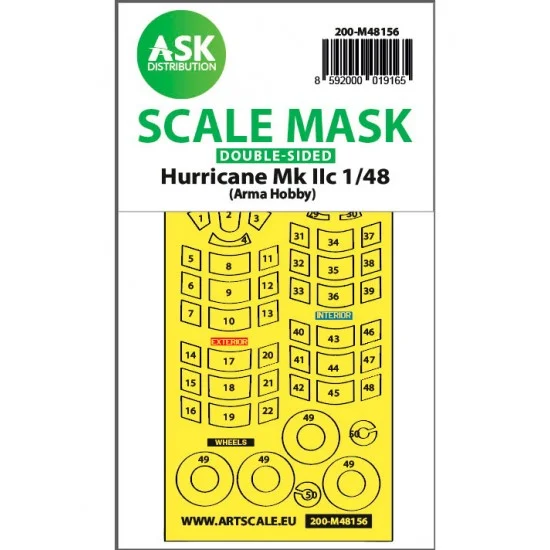 Art Scale Kit M48156 1/48 Hawker Hurricane Mk.II Double-sided Express Mask for Arma Hobby kits