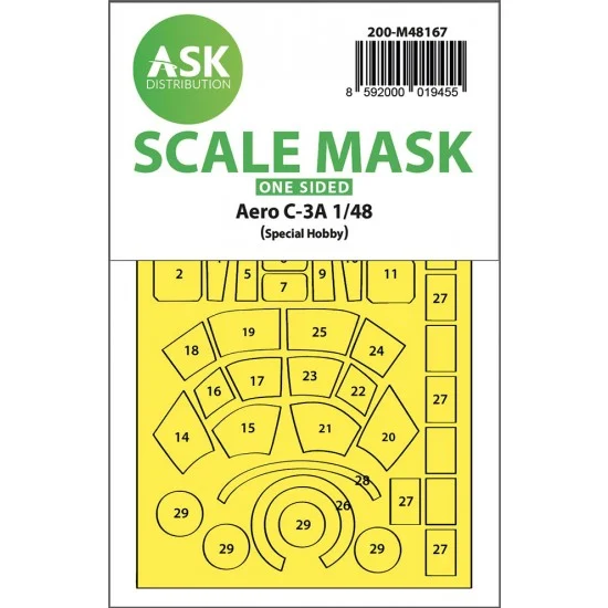 Art Scale Kit M48167 1/48 Aero C-3A one-sided express fit Mask for Special Hobby kits