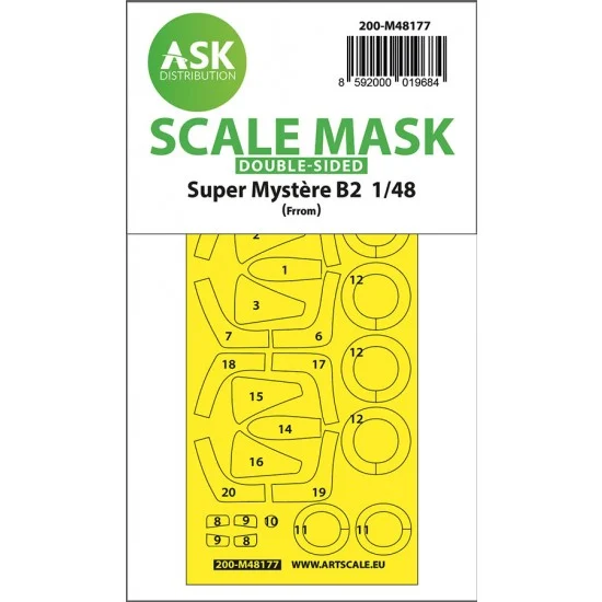 Art Scale Kit M48177 1/48 Super Mystere B2 Double-Sided Express Fit Mask for Frrom/Special Hobby