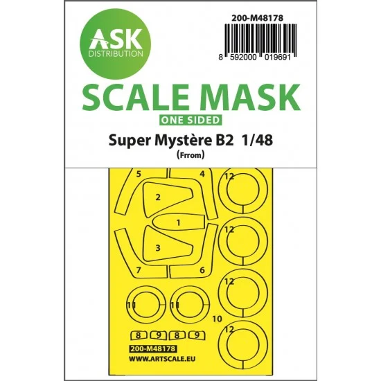 Art Scale Kit M48178 1/48 Super Mystere B2 One-Sided Express Fit Mask for Frrom/Special Hobby