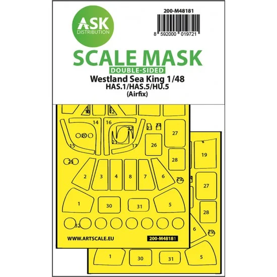 Art Scale Kit M48181 1/48 Westland Sea King Has.1/Has.5/Hu.5 Double-Sided Express Fit Mask for Airfix