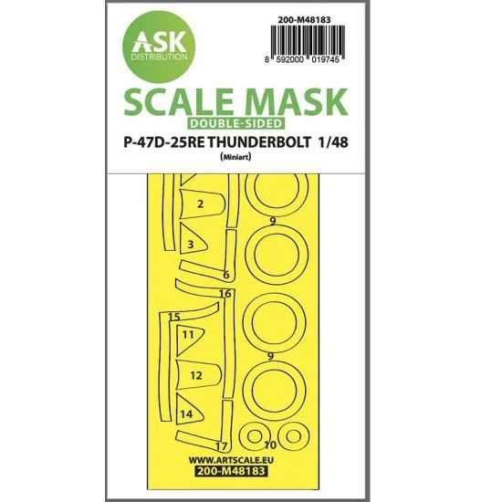 Art Scale Kit M48183 1/48 P-47D-25RE Thunderbolt Double-Sided Express Fit Mask for Miniart