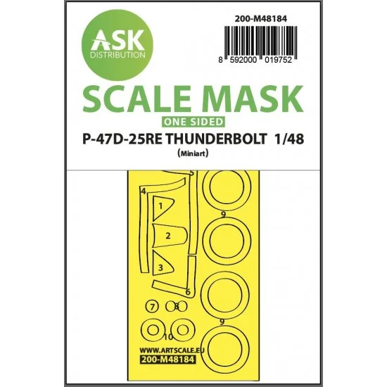 Art Scale Kit M48184 1/48 P-47D-25RE Thunderbolt One-Sided Express Fit Mask for Miniart