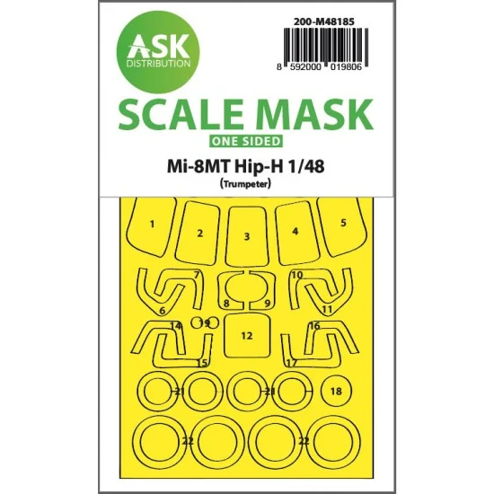 Art Scale Kit M48185 1/48 Mil Mi-8Mt One-Sided Express Fit Mask for Trumpeter