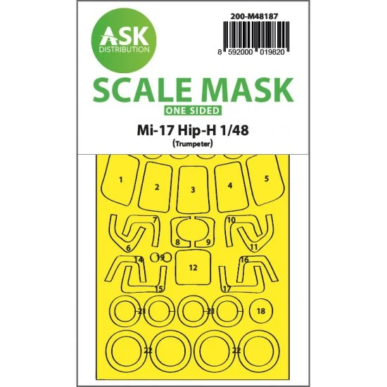 Art Scale Kit M48187 1/48 Mil Mi-17 Hip-H One-Sided Express Fit Mask for Trumpeter