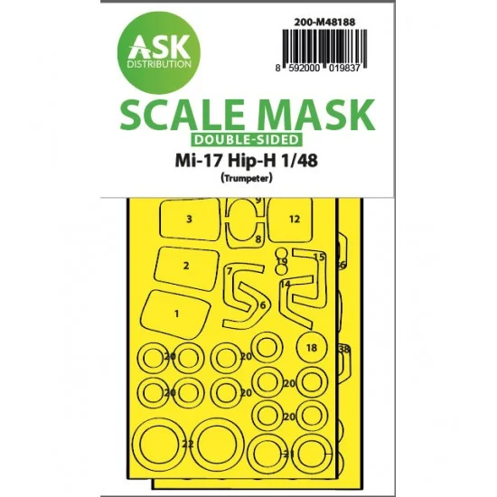 Art Scale Kit M48188 1/48 Mil Mi-17 Hip-H Double-Sided Express Fit Mask for Trumpeter