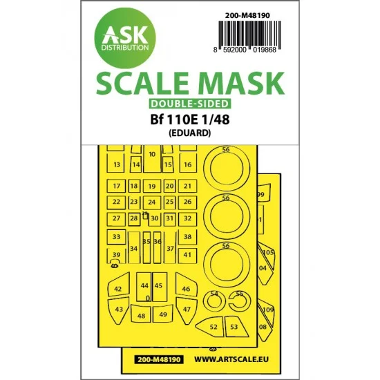 Art Scale Kit M48190 1/48 Messerschmitt Bf 110E Double-Sided Express Fit Mask for Eduard