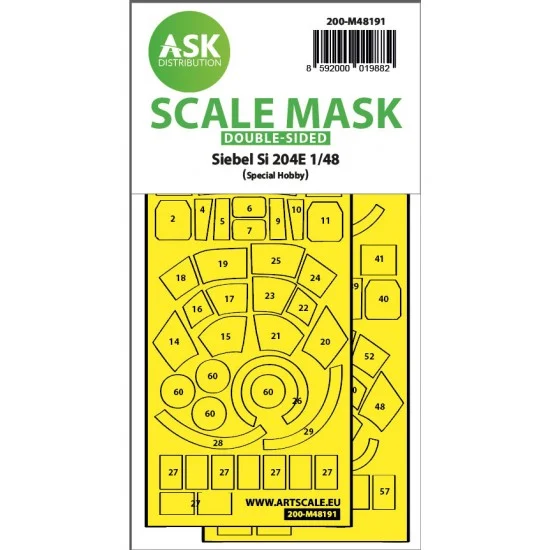Art Scale Kit M48191 1/48 Siebel Si 204E Double-Sided Realy Fit & Self Adhesive Express Mask for Special Hobby
