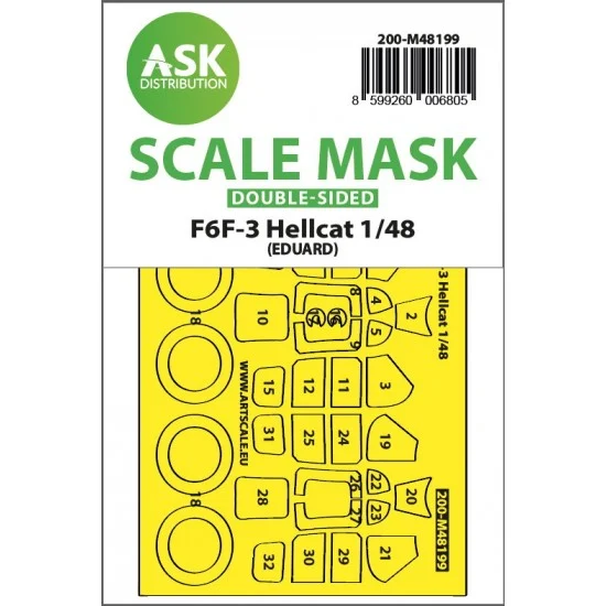 Art Scale Kit M48199 1/48 F6F-3 Hellcat Double-sided Express Fit Mask for Eduard kit