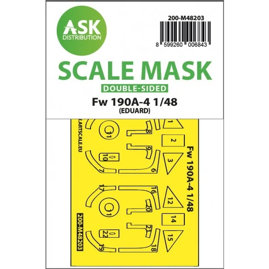 Art Scale Kit M48203 1/48 Fw 190A-4 Double-sided Express Fit Mask for Eduard kit