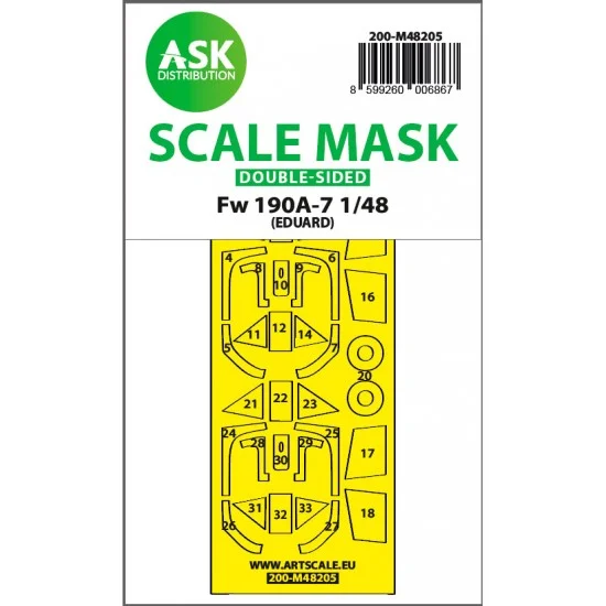 Art Scale Kit M48205 1/48 Fw 190A-7 Double-sided Express Fit Mask for Eduard kit