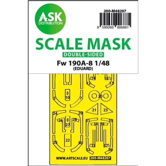 Art Scale Kit M48207 1/48 Fw 190A-8 Double-sided Express Fit Mask for Eduard kit