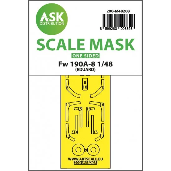 Art Scale Kit M48208 1/48 Fw 190A-8 One-sided Express Fit Mask for Eduard kit