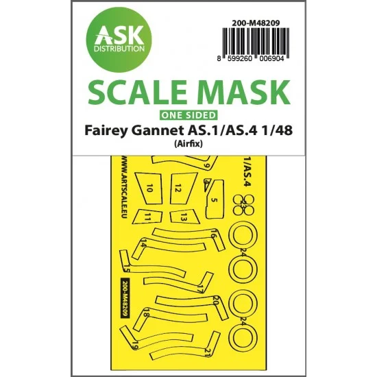 Art Scale Kit M48209 1/48 Fairey Gannet AS.1/AS.4 One-sided Fit & Self-adhesive Express Mask for Airfix kit