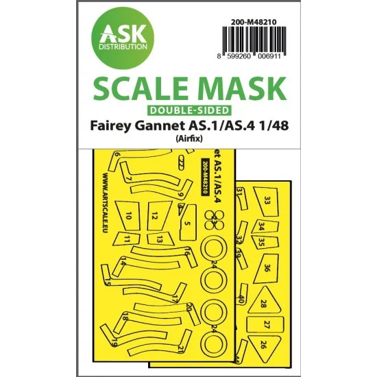 Art Scale Kit M48210 1/48 Fairey Gannet AS.1/AS.4 Double-sided Fit & Self-adhesive Express Mask for Airfix kit