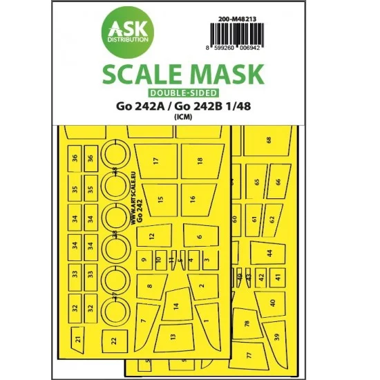 Art Scale Kit M48213 1/48 Gotha Go 242A / Go 242B Double-Sided Express Fit Mask for ICM kits