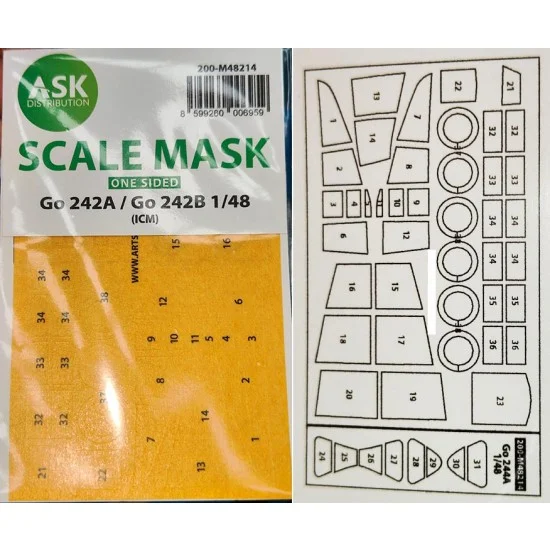 Art Scale Kit M48214 1/48 Gotha Go 242A / Go 242B One-Sided Express Fit Mask for ICM kits