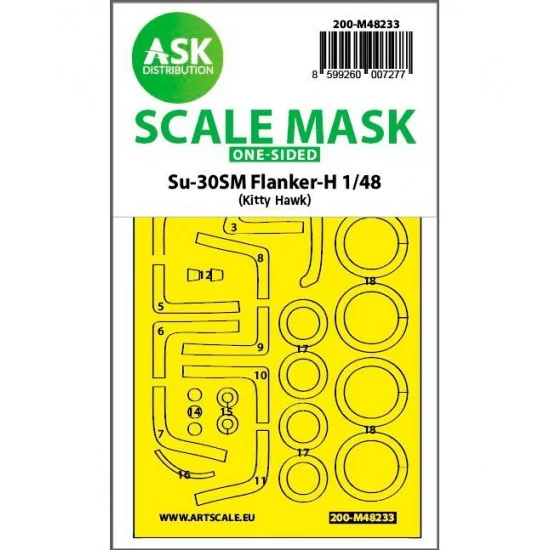 Art Scale Kit M48233 1/48 Su-30SM Flanker-H One-sided Express Fit Mask for Kitty Hawk kits