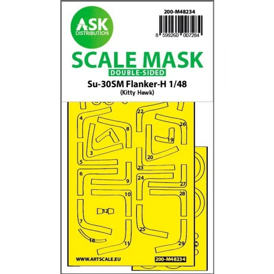 Art Scale Kit M48234 1/48 Su-30SM Flanker-H Double-sided Express Fit Mask for Kitty Hawk kits