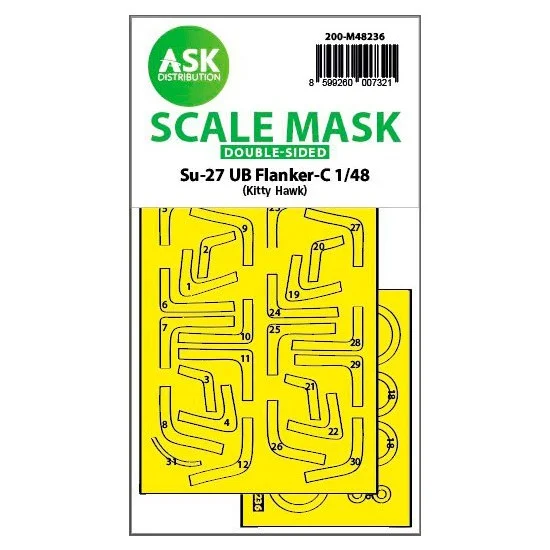 Art Scale Kit M48236 1/48 Su-27UB Flanker-C Double-sided Express Fit Mask for Kitty Hawk kits