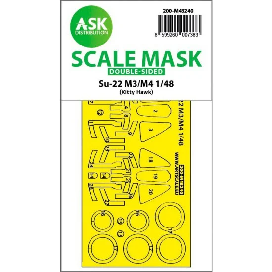Art Scale Kit M48240 1/48 Su-22M3/M4 Double-sided Express Fit Mask for Kitty Hawk kits