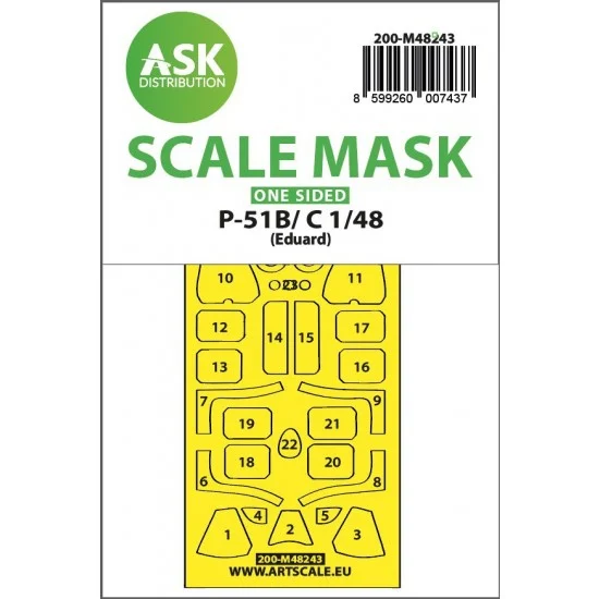 Art Scale Kit M48243 1/48 P-51B/C Mustang One-sided Express Fit Mask for Eduard kits