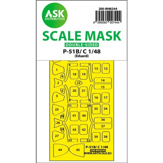 Art Scale Kit M48244 1/48 P-51B/C Mustang Double-sided Express Fit Mask for Eduard kits