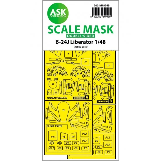 Art Scale Kit M48249 1/48 B-24J Liberator Double-sided Express Fit Mask for Hobby Boss kits