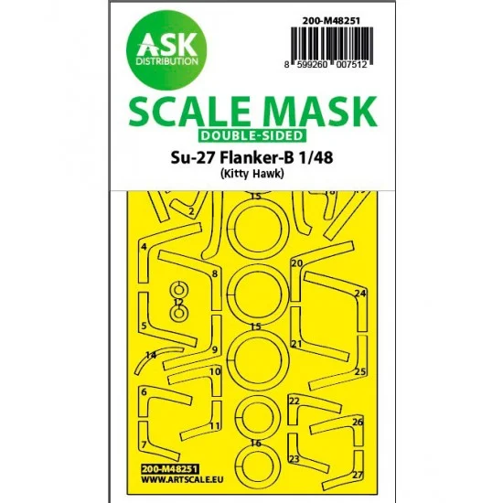 Art Scale Kit M48251 1/48 Su-27 Flanker-B Double-sided Express Fit Mask for Kitty Hawk kits