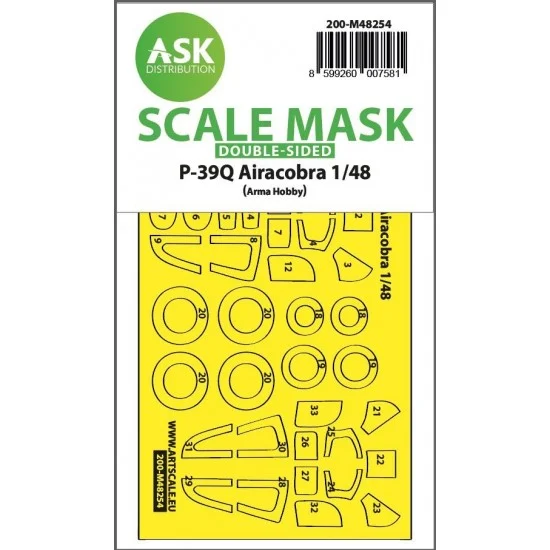 Art Scale Kit M48254 1/48 P-39Q Airacobra Double-sided Express Fit Mask for Arma Hobby kits