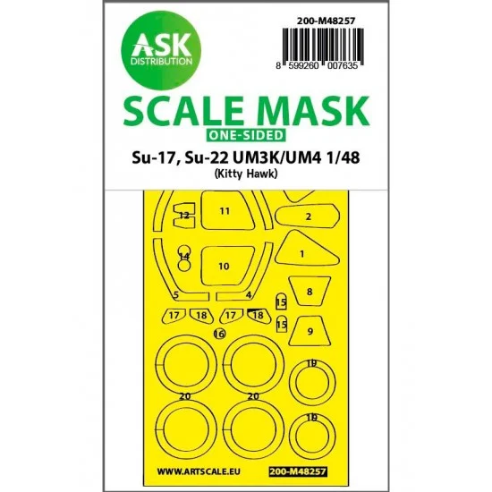 Art Scale Kit M48257 1/48 Su-17, Su-22 UM3K/UM4 One-sided Express Fit Mask for Kitty Hawk kits