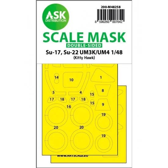 Art Scale Kit M48258 1/48 Su-17, Su-22 UM3K/UM4 Double-sided Express Fit Mask for Kitty Hawk kits