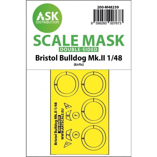 Art Scale Kit M48259 1/48 Bristol Bulldog Mk.II Double-sided Express Fit Mask for Airfix kits