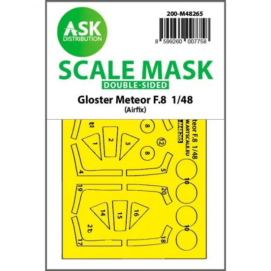 Art Scale Kit M48265 1/48 Gloster Meteor F.8 Double-sided Mask for Airfix kits