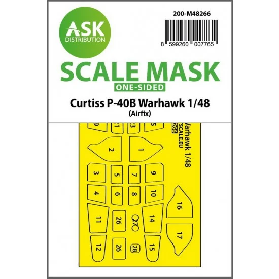 Art Scale Kit M48266 1/48 Curtiss P-40B Warhawk One-sided Mask for Airfix kits