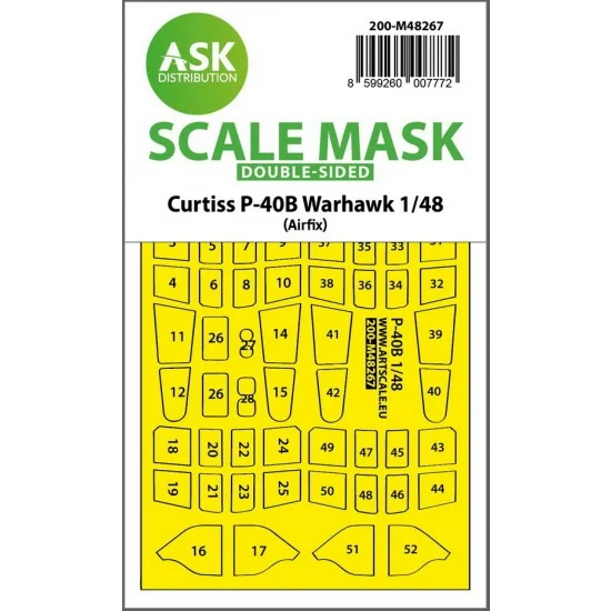 Art Scale Kit M48267 1/48 Curtiss P-40B Warhawk Double-sided Mask for Airfix kits