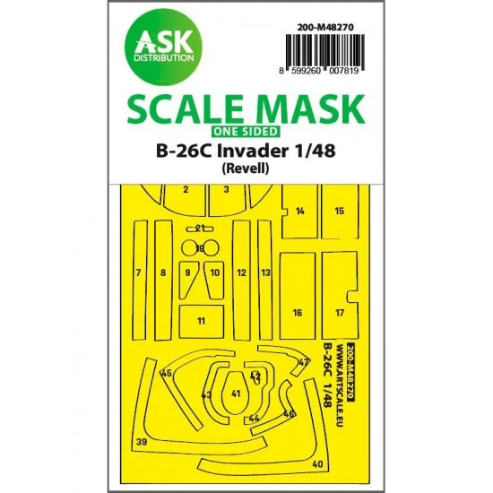 Art Scale Kit M48270 1/48 Douglas B-26C Invader One-sided Mask for Revell kits