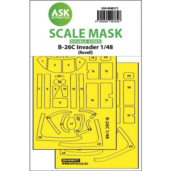 Art Scale Kit M48271 1/48 Douglas B-26C Invader Double-sided Mask for Revell kits