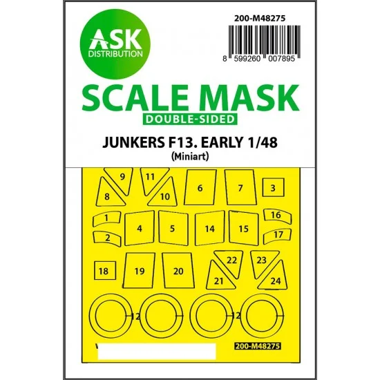 Art Scale Kit M48275 1/48 Junkers F-13 Double-sided Express Fit Mask for MiniArt kit