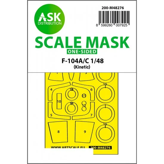 Art Scale Kit M48276 1/48 F-104A/C One-sided Express Fit Mask for Kinetic kit
