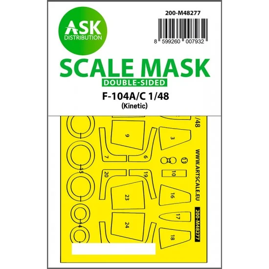 Art Scale Kit M48277 1/48 F-104A/C Double-sided Express Fit Mask for Kinetic kit