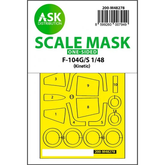 Art Scale Kit M48278 1/48 F-104G/S One-sided Express Fit Mask for Kinetic kit