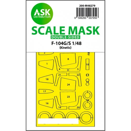 Art Scale Kit M48279 1/48 F-104G/S Double-sided Express Fit Mask for Kinetic kit