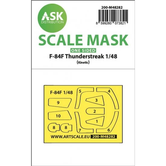 Art Scale Kit M48282 1/48 F-84F Thunderstreake One-sided Express-fit Mask for Kinetic