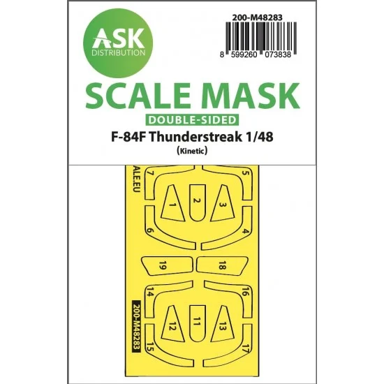 Art Scale Kit M48283 1/48 F-84F Thunderstreake Double-sided Express-fit Mask for Kinetic